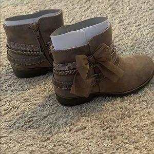 Taupe, neutral Girls bootie with embellishments